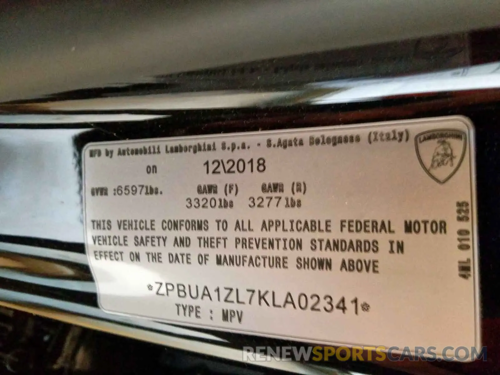 10 fotografías del automóvil dañado ZPBUA1ZL7KLA02341 LAMBORGHINI URUS 2019