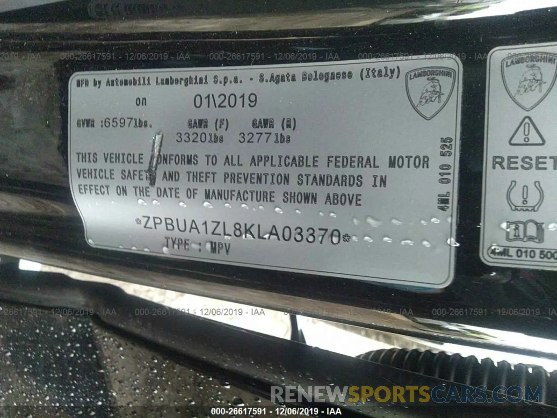 9 fotografías del automóvil dañado ZPBUA1ZL8KLA03370 LAMBORGHINI URUS 2019