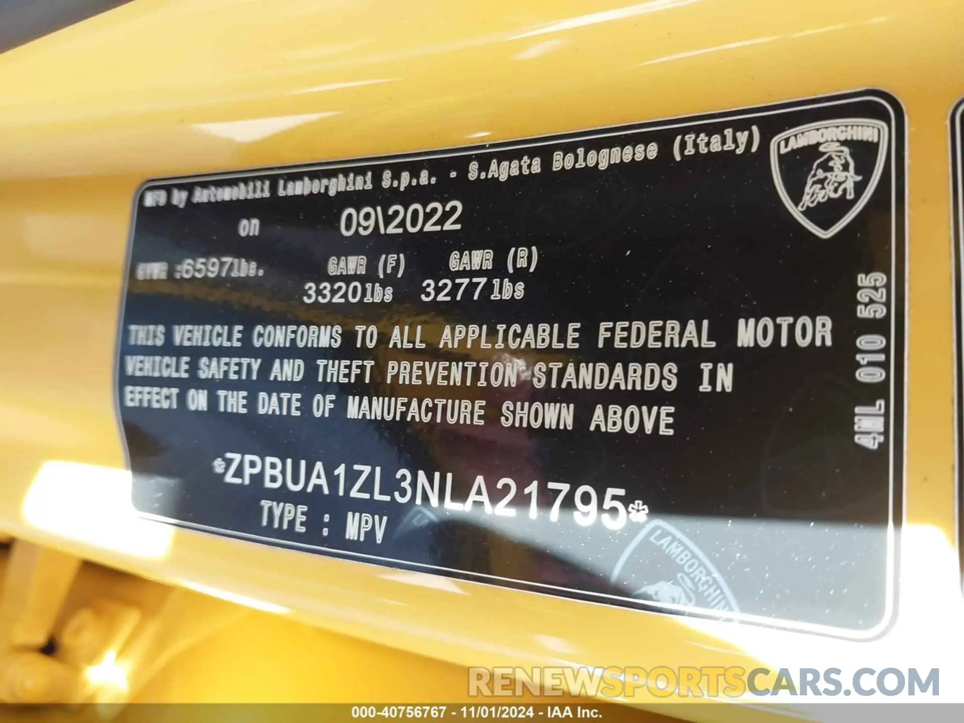 9 fotografías del automóvil dañado ZPBUA1ZL3NLA21795 LAMBORGHINI URUS 2022