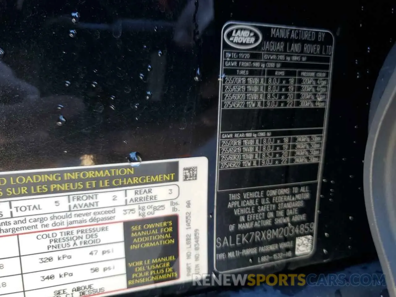 13 fotografías del automóvil dañado SALEK7RX8M2034859 LAND ROVER DEFENDER 2021