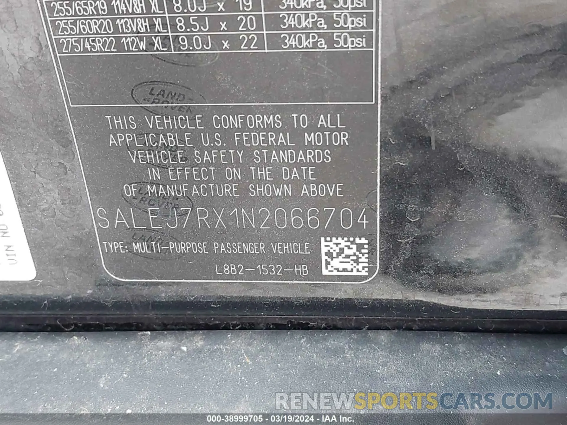 9 fotografías del automóvil dañado SALEJ7RX1N2066704 LAND ROVER DEFENDER 2022