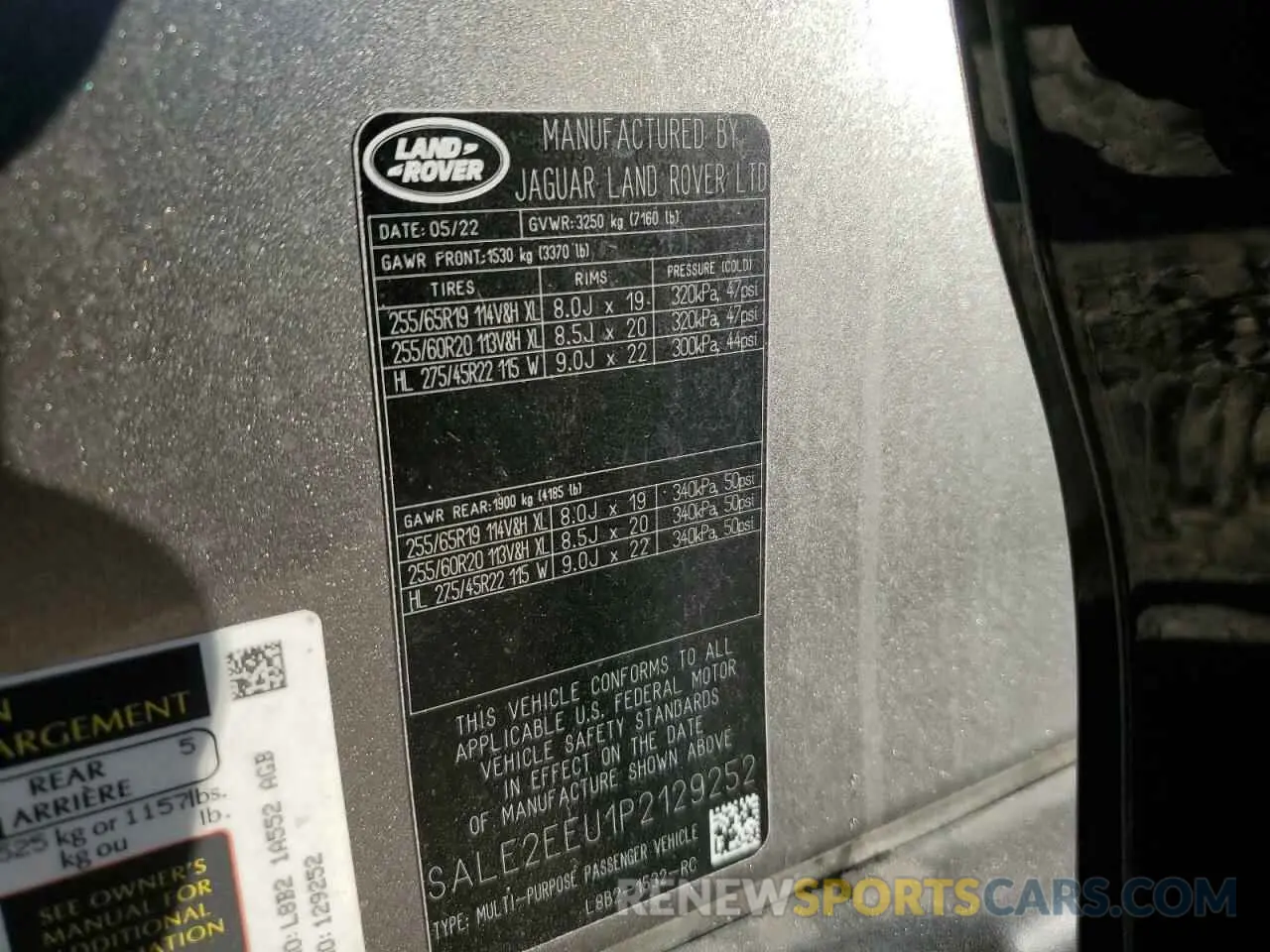 14 fotografías del automóvil dañado SALE2EEU1P2129252 LAND ROVER DEFENDER 2023