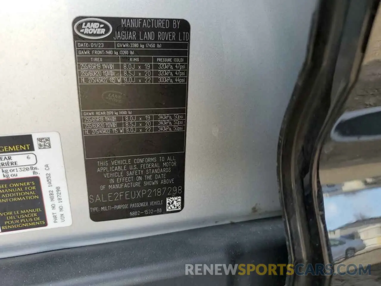 14 fotografías del automóvil dañado SALE2FEUXP2187298 LAND ROVER DEFENDER 2023