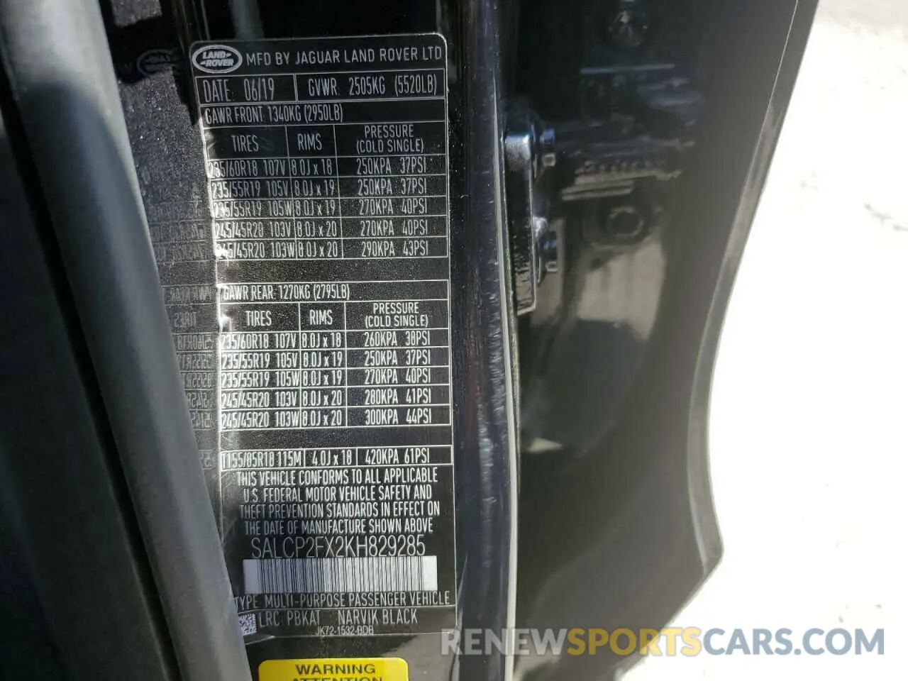 10 fotografías del automóvil dañado SALCP2FX2KH829285 LAND ROVER DISCOVERY 2019