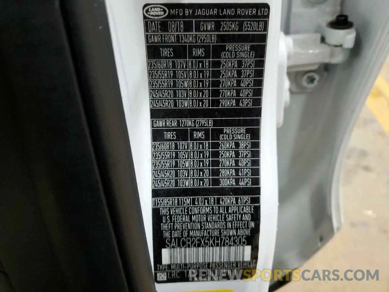 13 fotografías del automóvil dañado SALCR2FX5KH784305 LAND ROVER DISCOVERY 2019