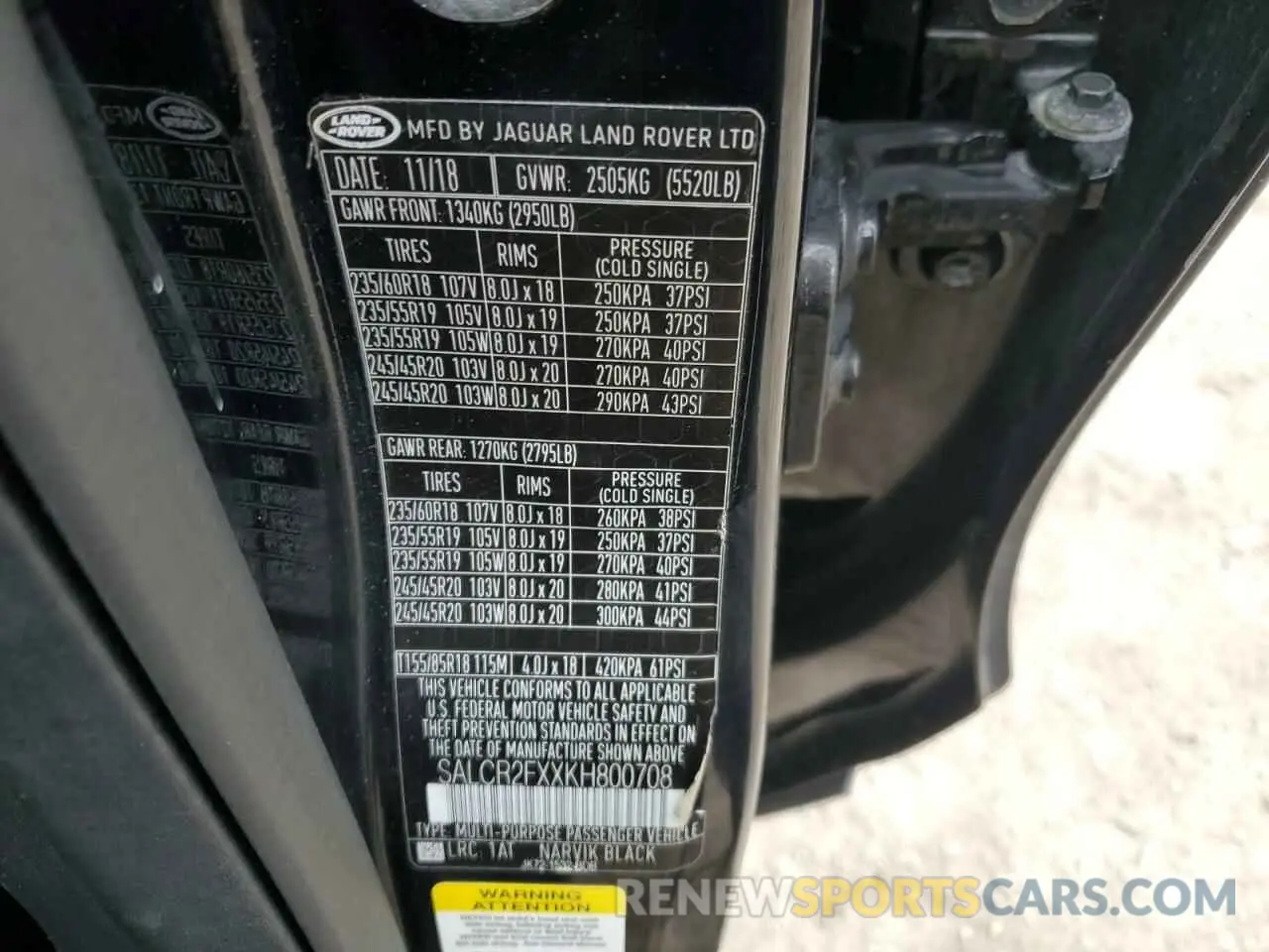 15 fotografías del automóvil dañado SALCR2FXXKH800708 LAND ROVER DISCOVERY 2019