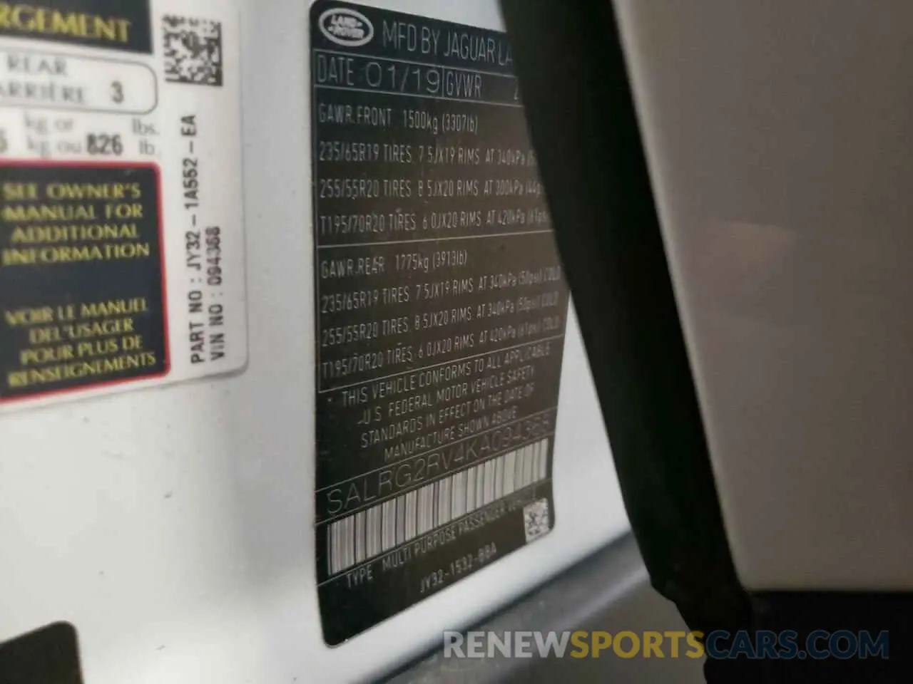 14 fotografías del automóvil dañado SALRG2RV4KA094368 LAND ROVER DISCOVERY 2019