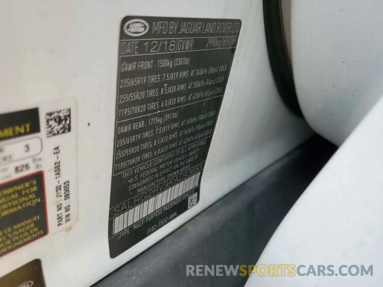 13 fotografías del automóvil dañado SALRG2RV9KA093653 LAND ROVER DISCOVERY 2019