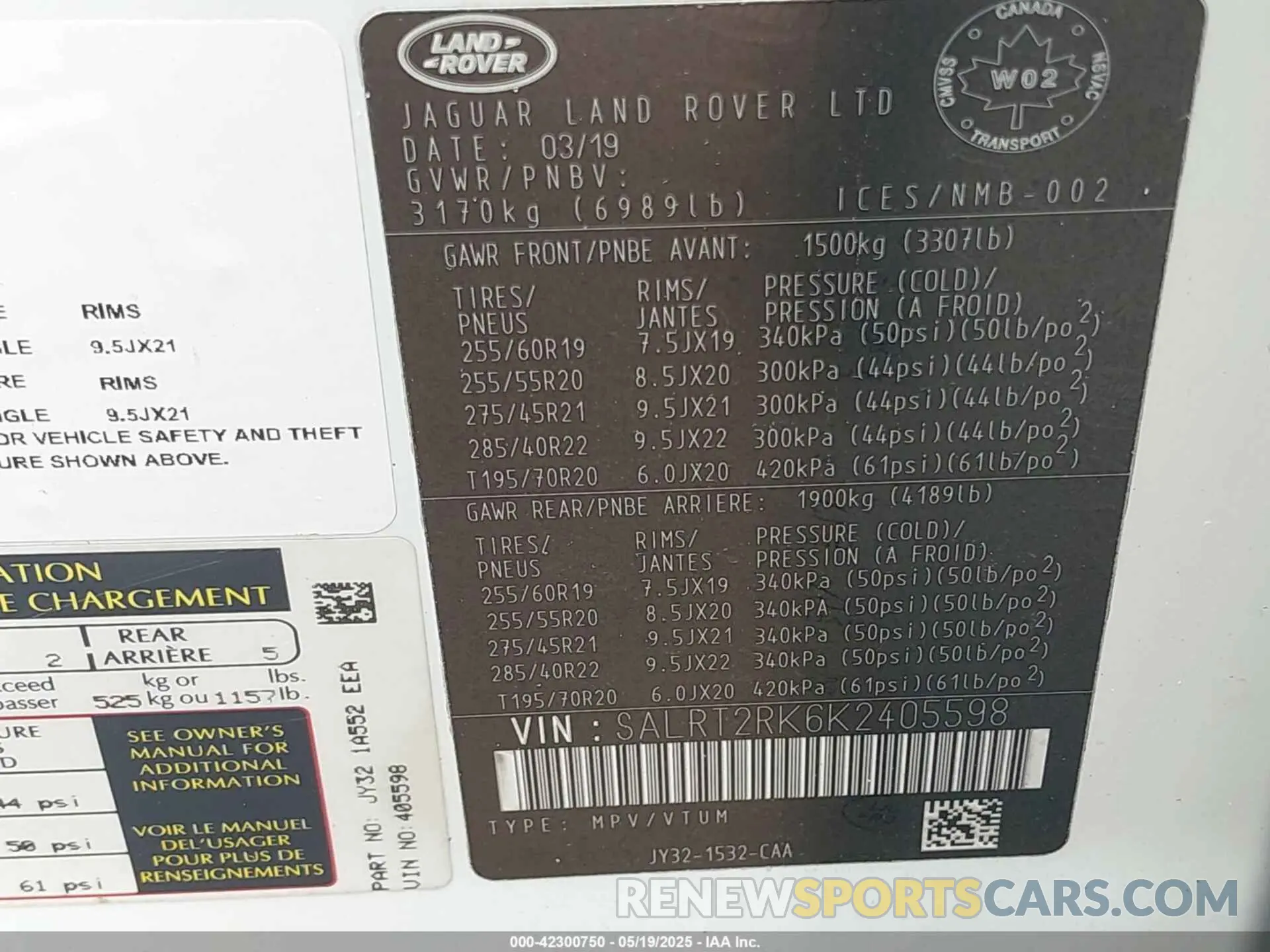 9 fotografías del automóvil dañado SALRT2RK6K2405598 LAND ROVER DISCOVERY 2019