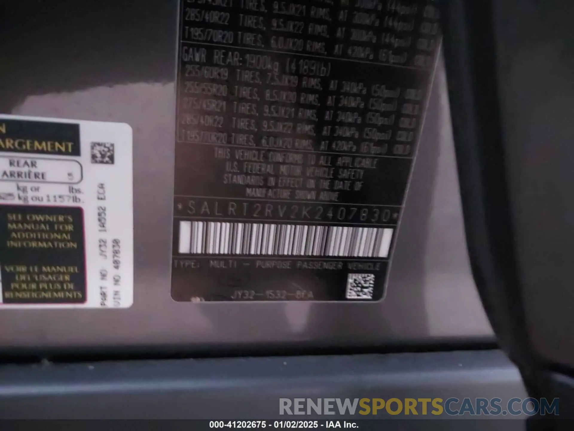 9 fotografías del automóvil dañado SALRT2RV2K2407830 LAND ROVER DISCOVERY 2019