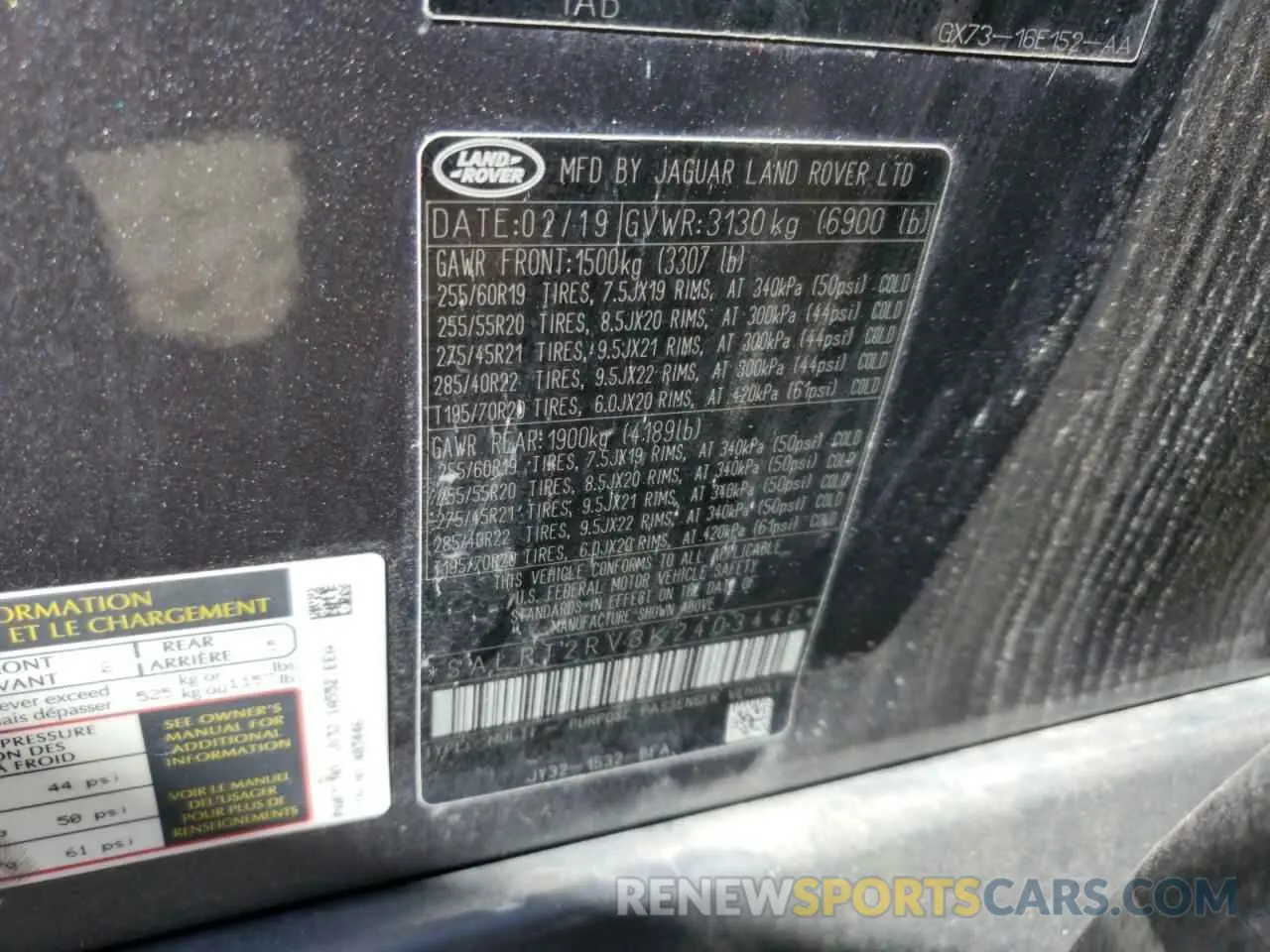 15 fotografías del automóvil dañado SALRT2RV3K2403446 LAND ROVER DISCOVERY 2019