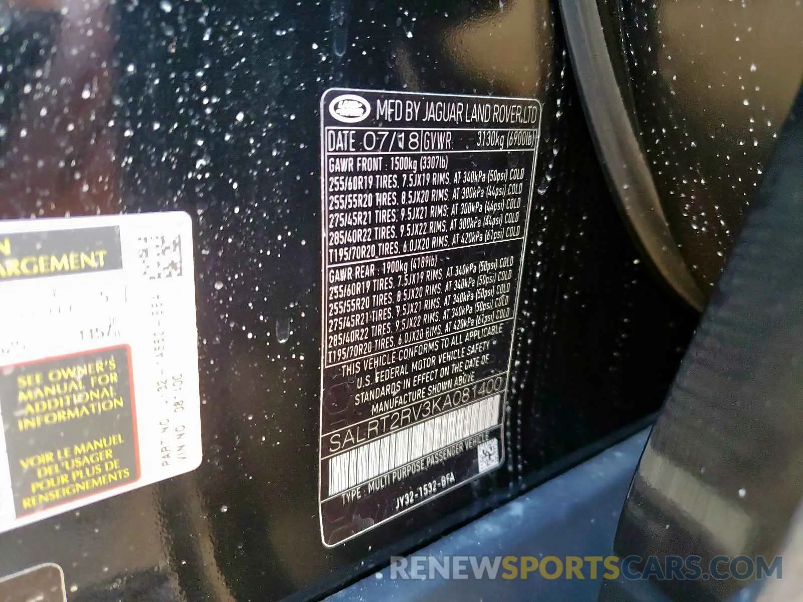10 fotografías del automóvil dañado SALRT2RV3KA081400 LAND ROVER DISCOVERY 2019