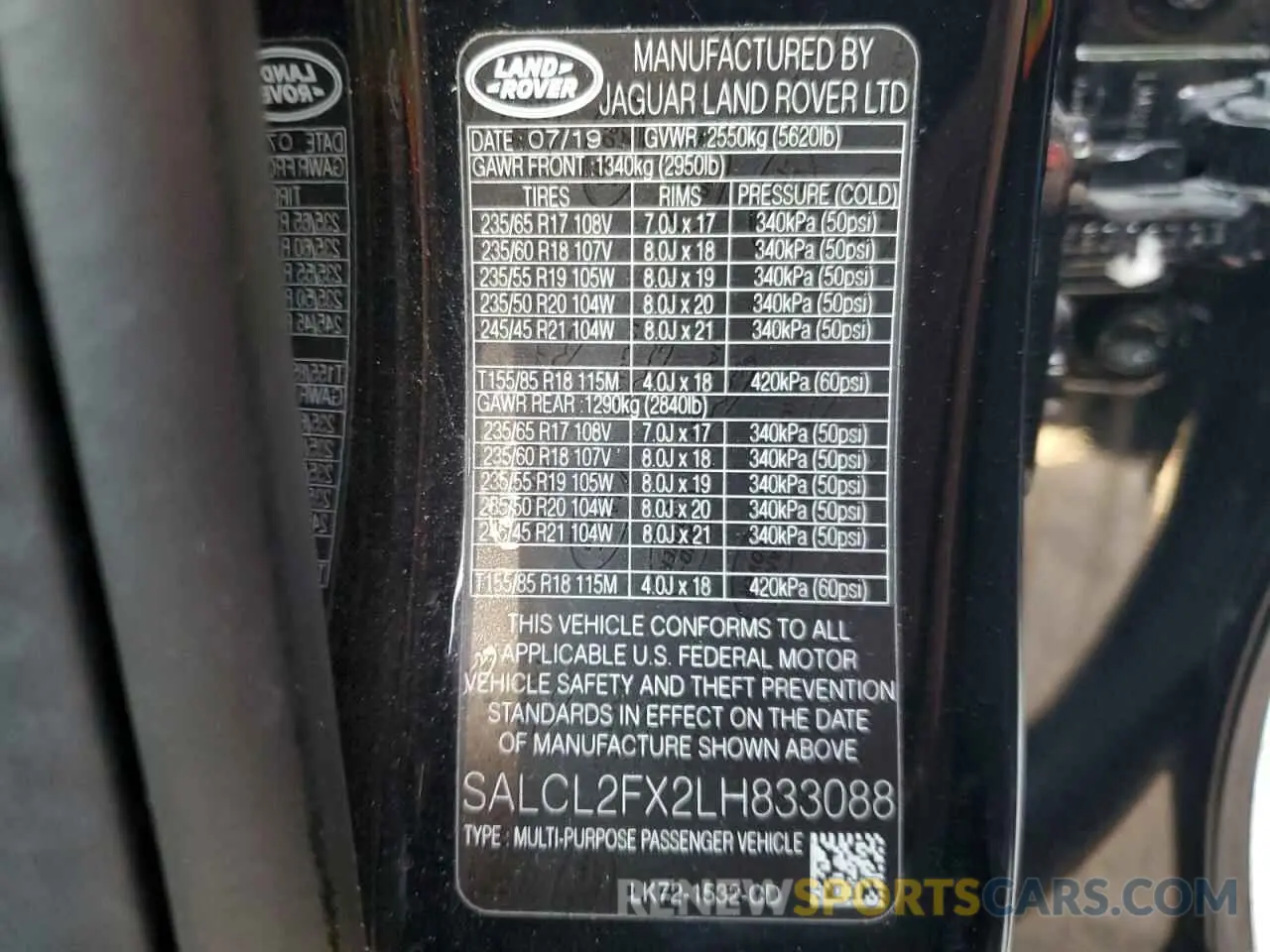 14 fotografías del automóvil dañado SALCL2FX2LH833088 LAND ROVER DISCOVERY 2020