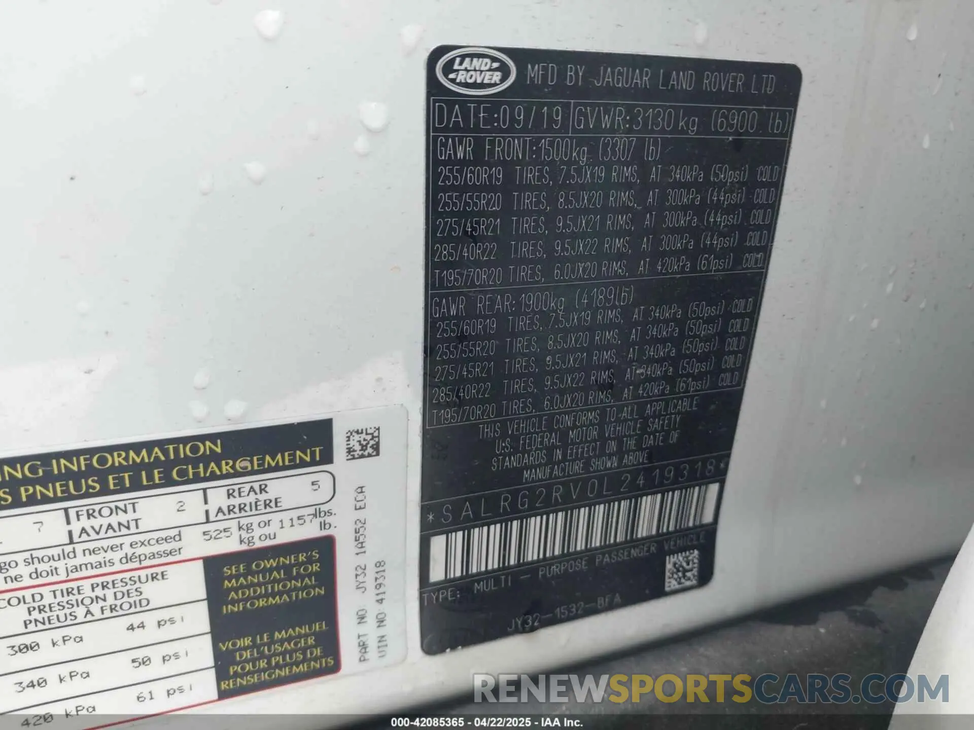 9 fotografías del automóvil dañado SALRG2RV0L2419318 LAND ROVER DISCOVERY 2020