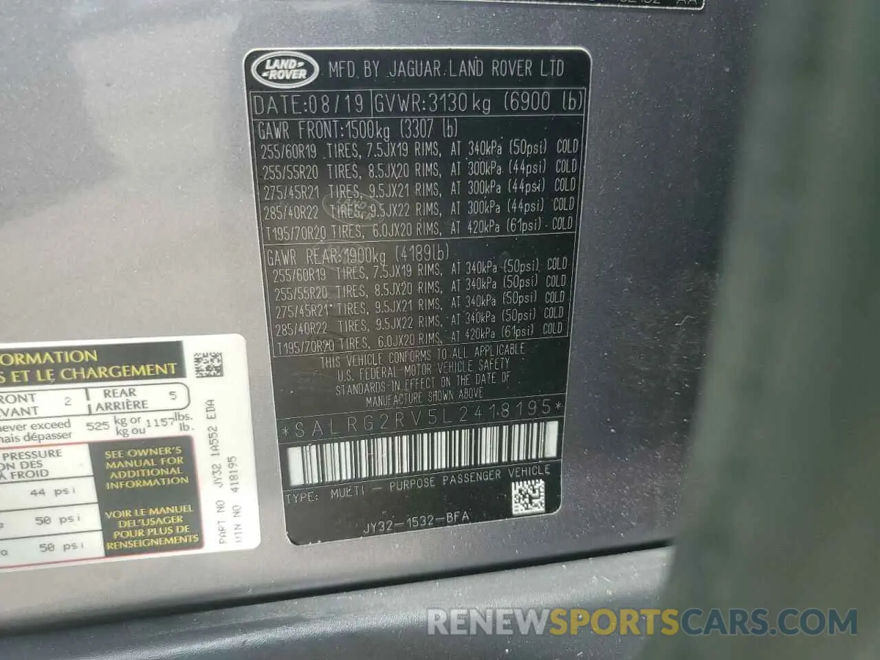 15 fotografías del automóvil dañado SALRG2RV5L2418195 LAND ROVER DISCOVERY 2020