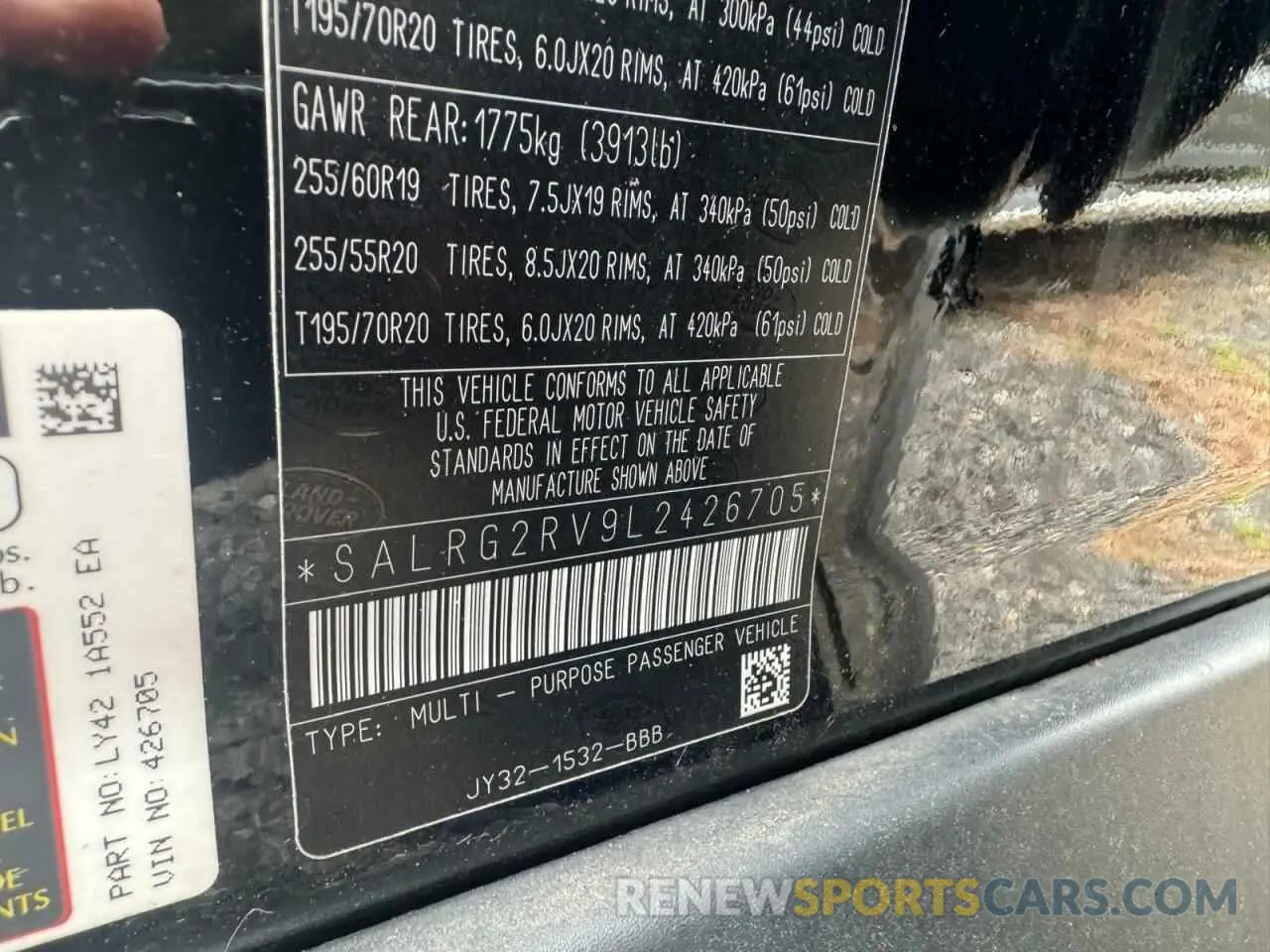 10 fotografías del automóvil dañado SALRG2RV9L2426705 LAND ROVER DISCOVERY 2020