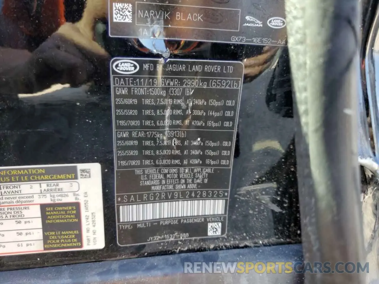 15 fotografías del automóvil dañado SALRG2RV9L2428325 LAND ROVER DISCOVERY 2020