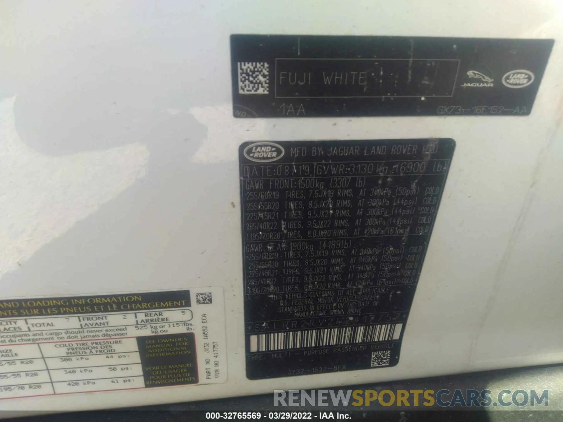 9 fotografías del automóvil dañado SALRR2RV2L2417757 LAND ROVER DISCOVERY 2020
