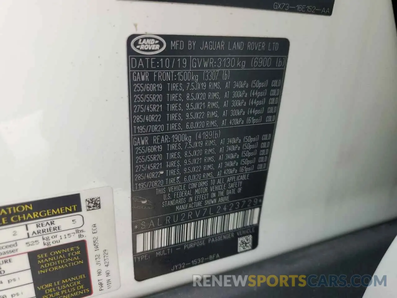 13 fotografías del automóvil dañado SALRU2RV7L2423729 LAND ROVER DISCOVERY 2020