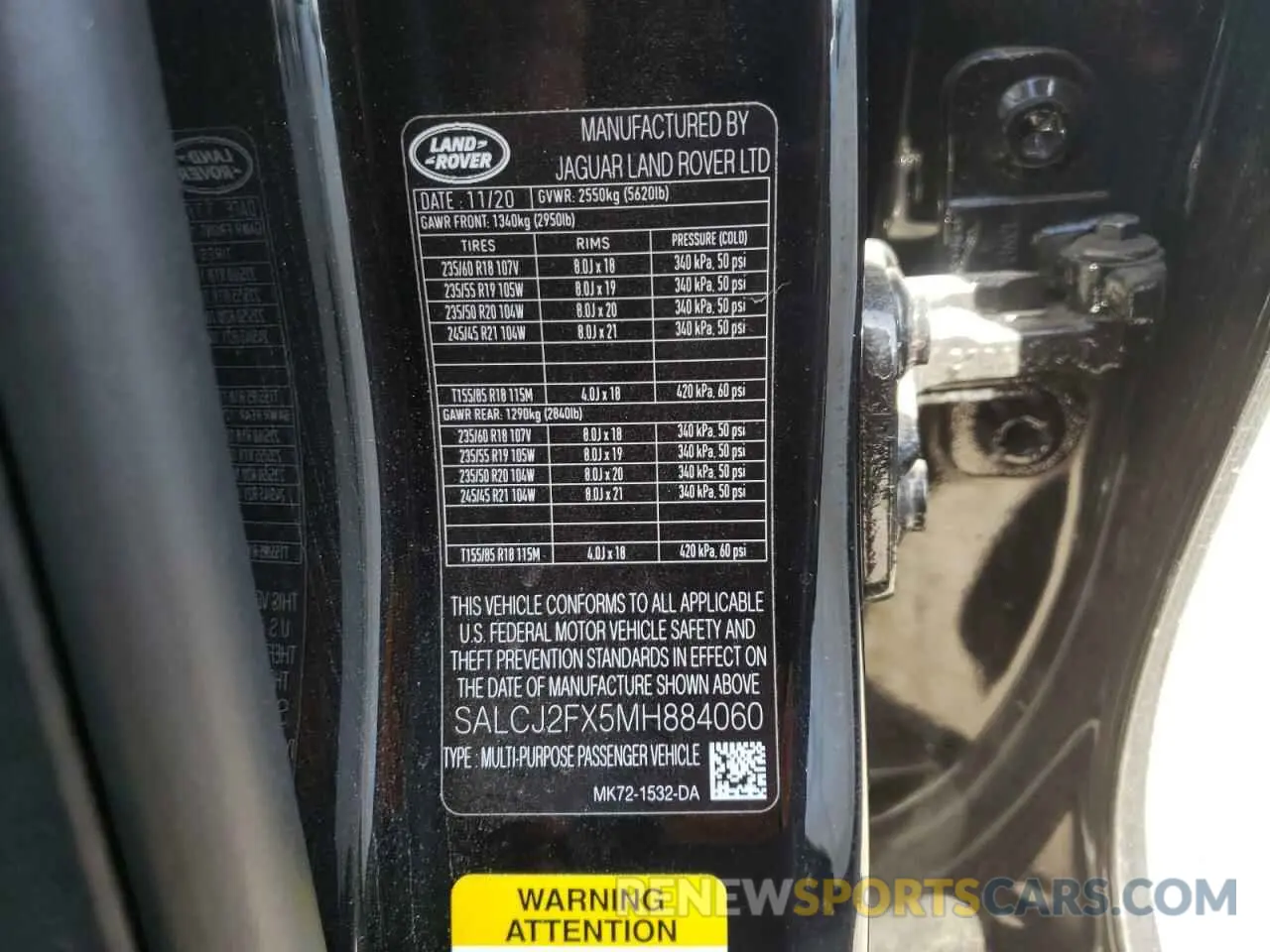 10 fotografías del automóvil dañado SALCJ2FX5MH884060 LAND ROVER DISCOVERY 2021