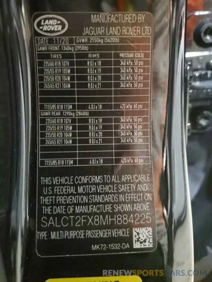 14 fotografías del automóvil dañado SALCT2FX8MH884225 LAND ROVER DISCOVERY 2021