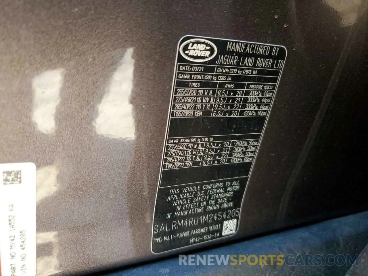 13 fotografías del automóvil dañado SALRM4RU1M2454205 LAND ROVER DISCOVERY 2021