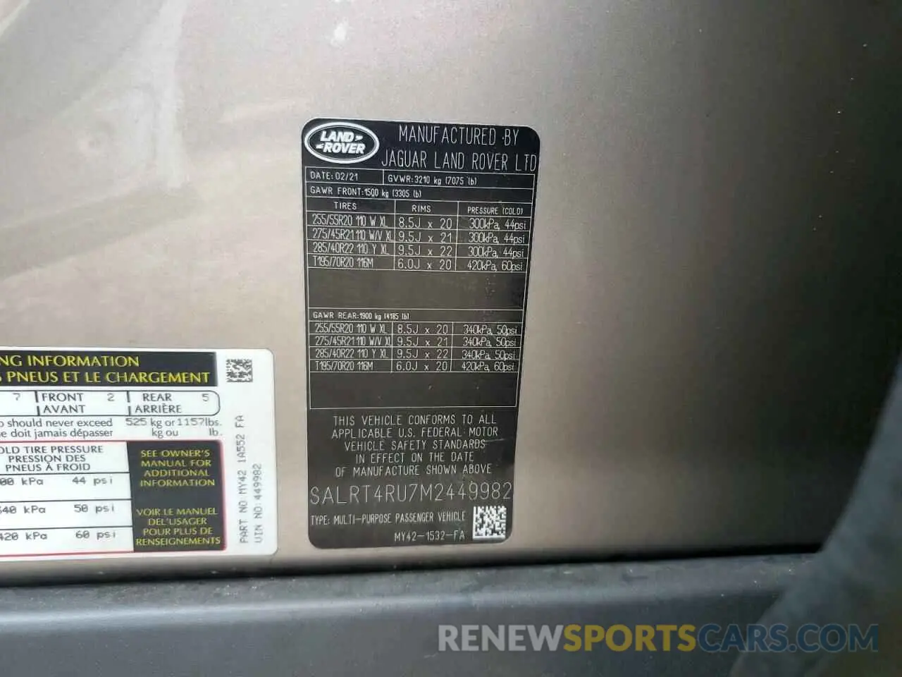 13 fotografías del automóvil dañado SALRT4RU7M2449982 LAND ROVER DISCOVERY 2021
