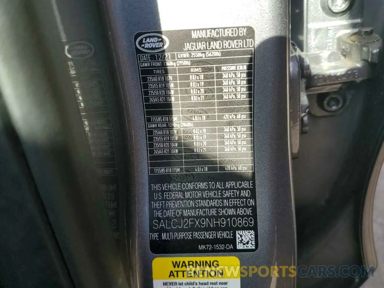 14 fotografías del automóvil dañado SALCJ2FX9NH910869 LAND ROVER DISCOVERY 2022