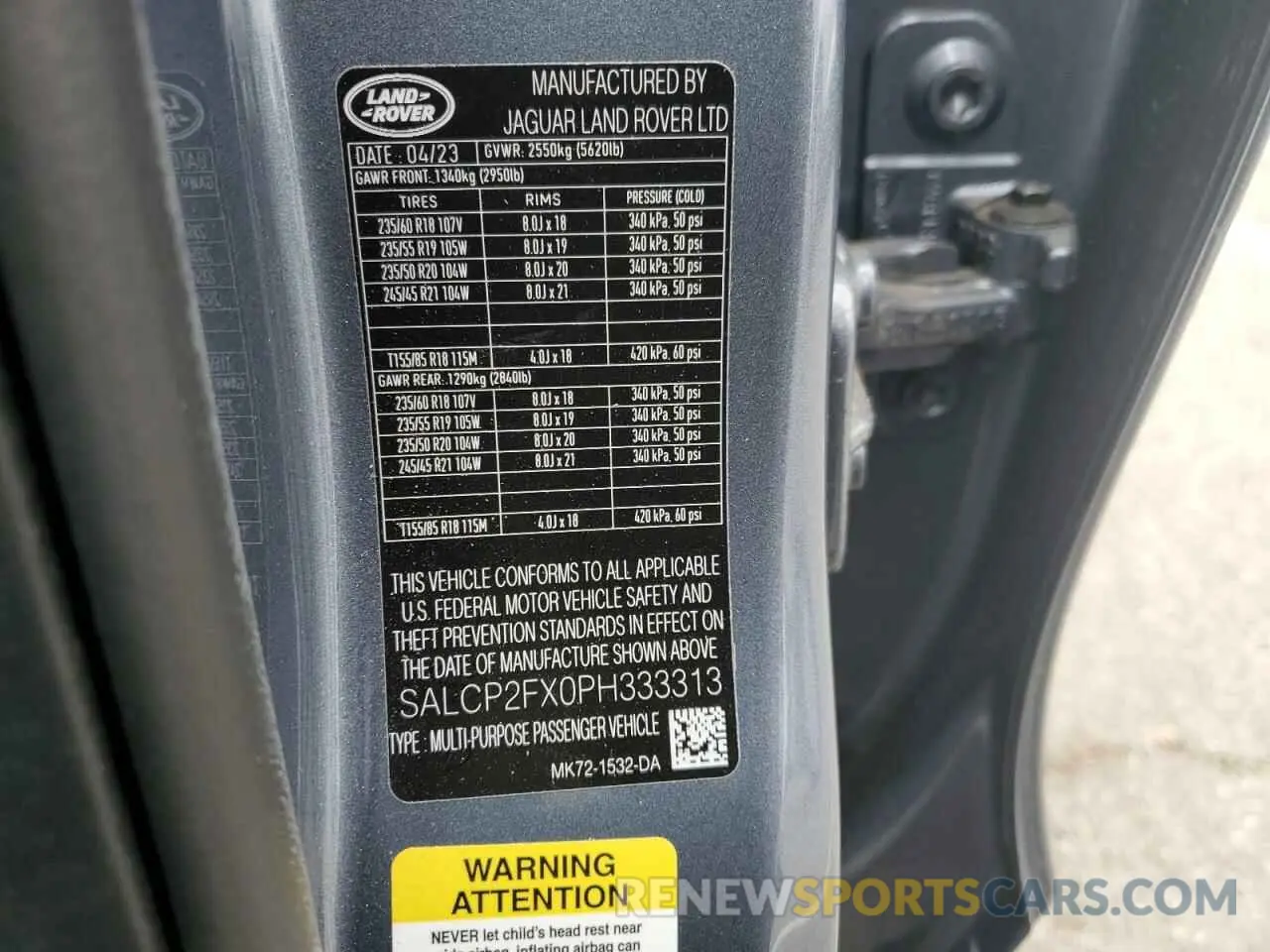 14 fotografías del automóvil dañado SALCP2FX0PH333313 LAND ROVER DISCOVERY 2023