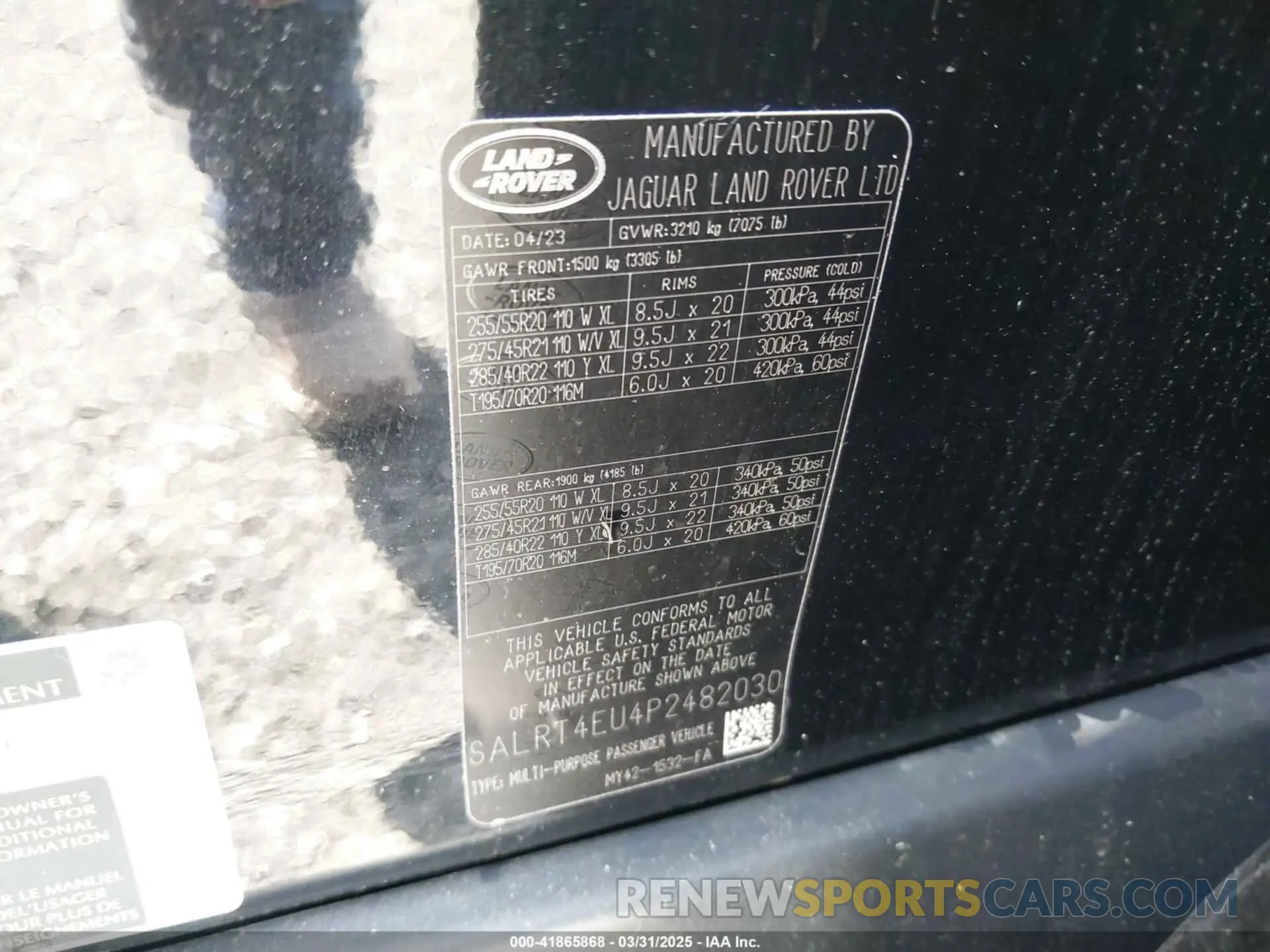 9 fotografías del automóvil dañado SALRT4EU4P2482030 LAND ROVER DISCOVERY 2023