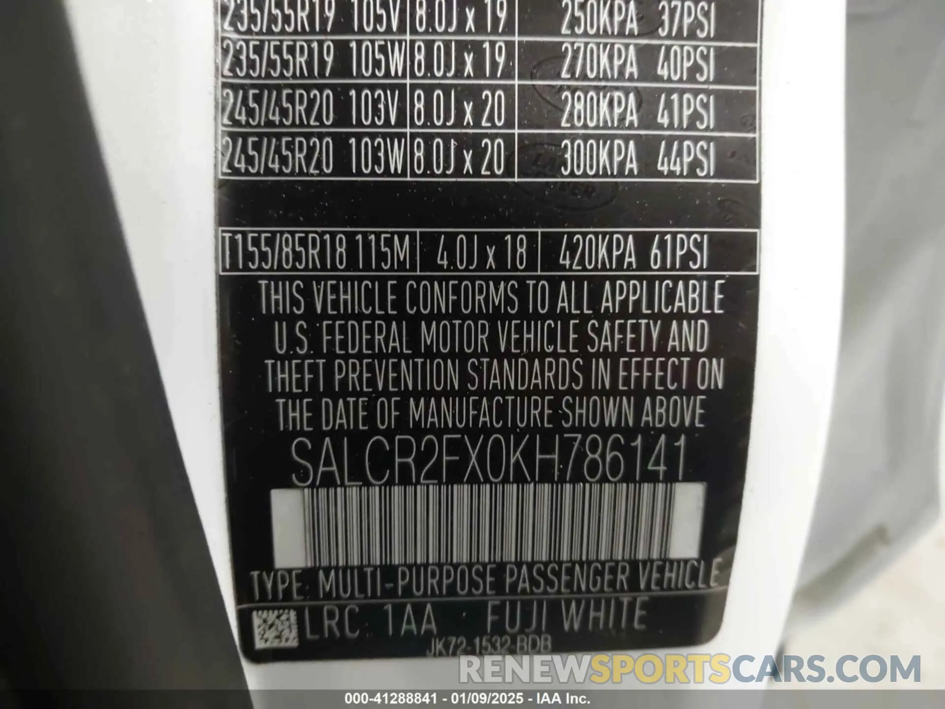 9 fotografías del automóvil dañado SALCR2FX0KH786141 LAND ROVER DISCOVERY SPORT 2019