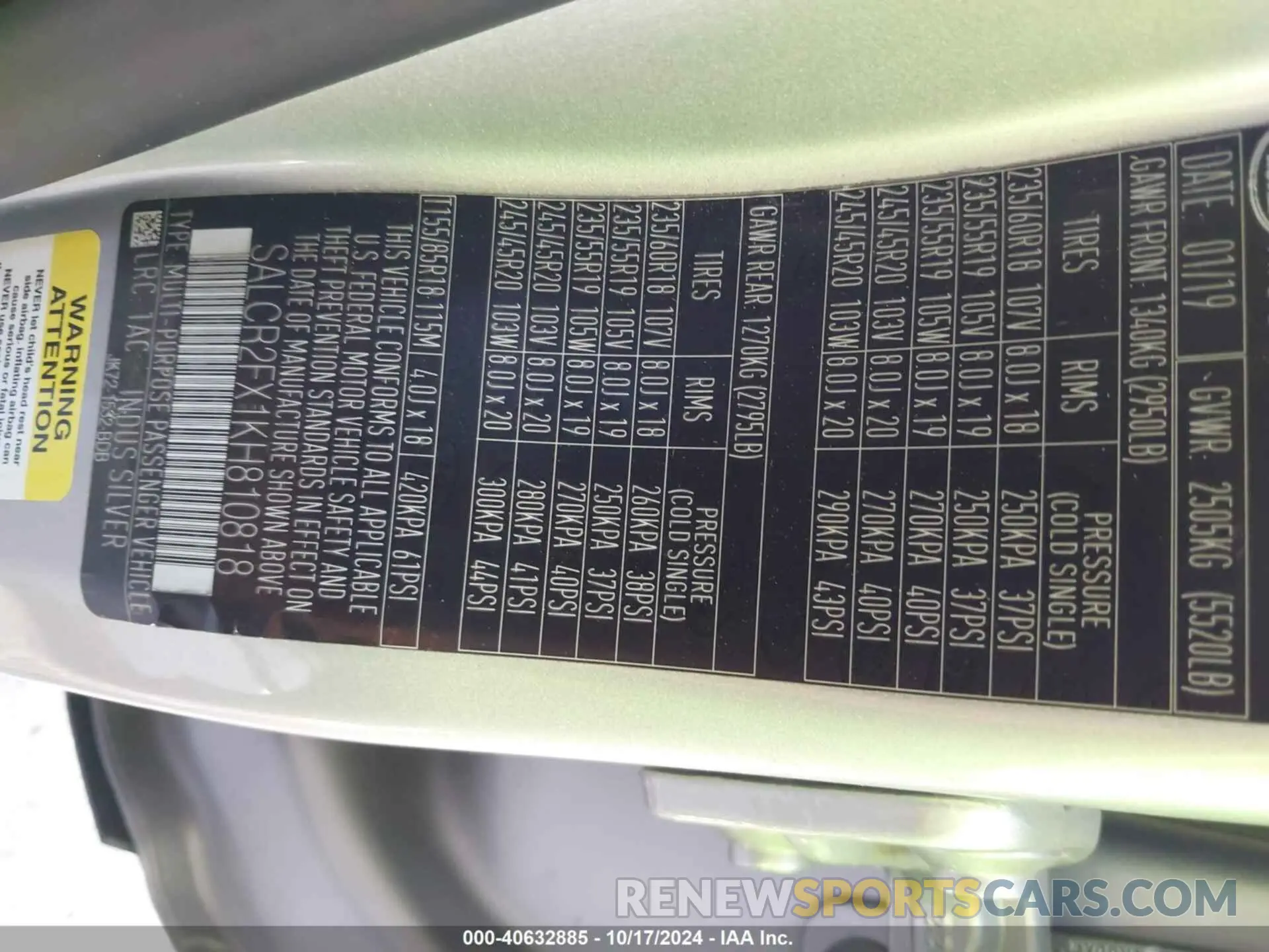 9 fotografías del automóvil dañado SALCR2FX1KH810818 LAND ROVER DISCOVERY SPORT 2019
