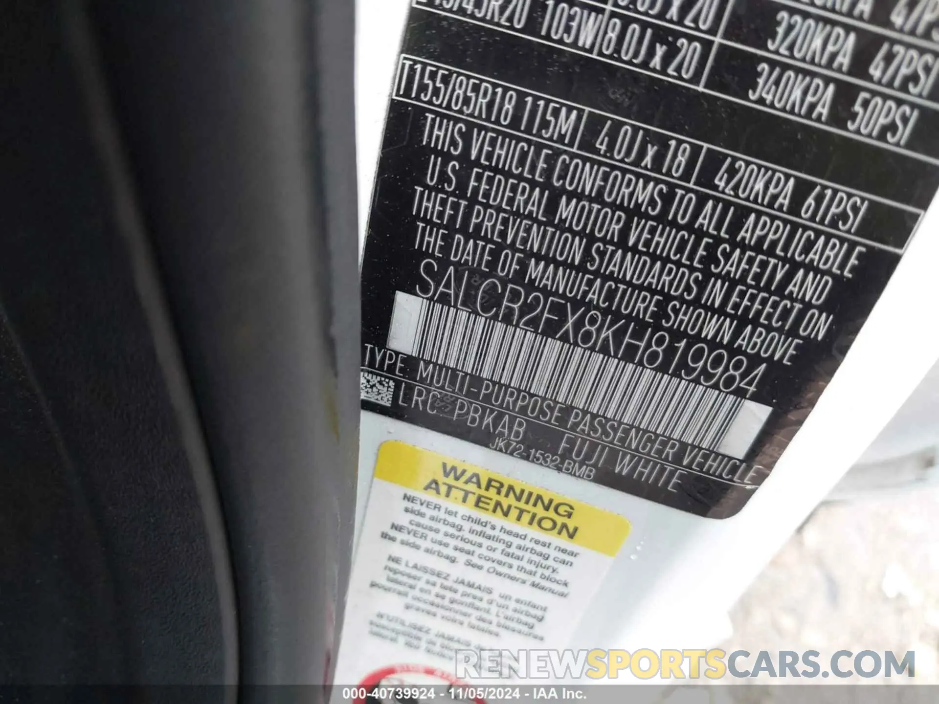 9 fotografías del automóvil dañado SALCR2FX8KH819984 LAND ROVER DISCOVERY SPORT 2019
