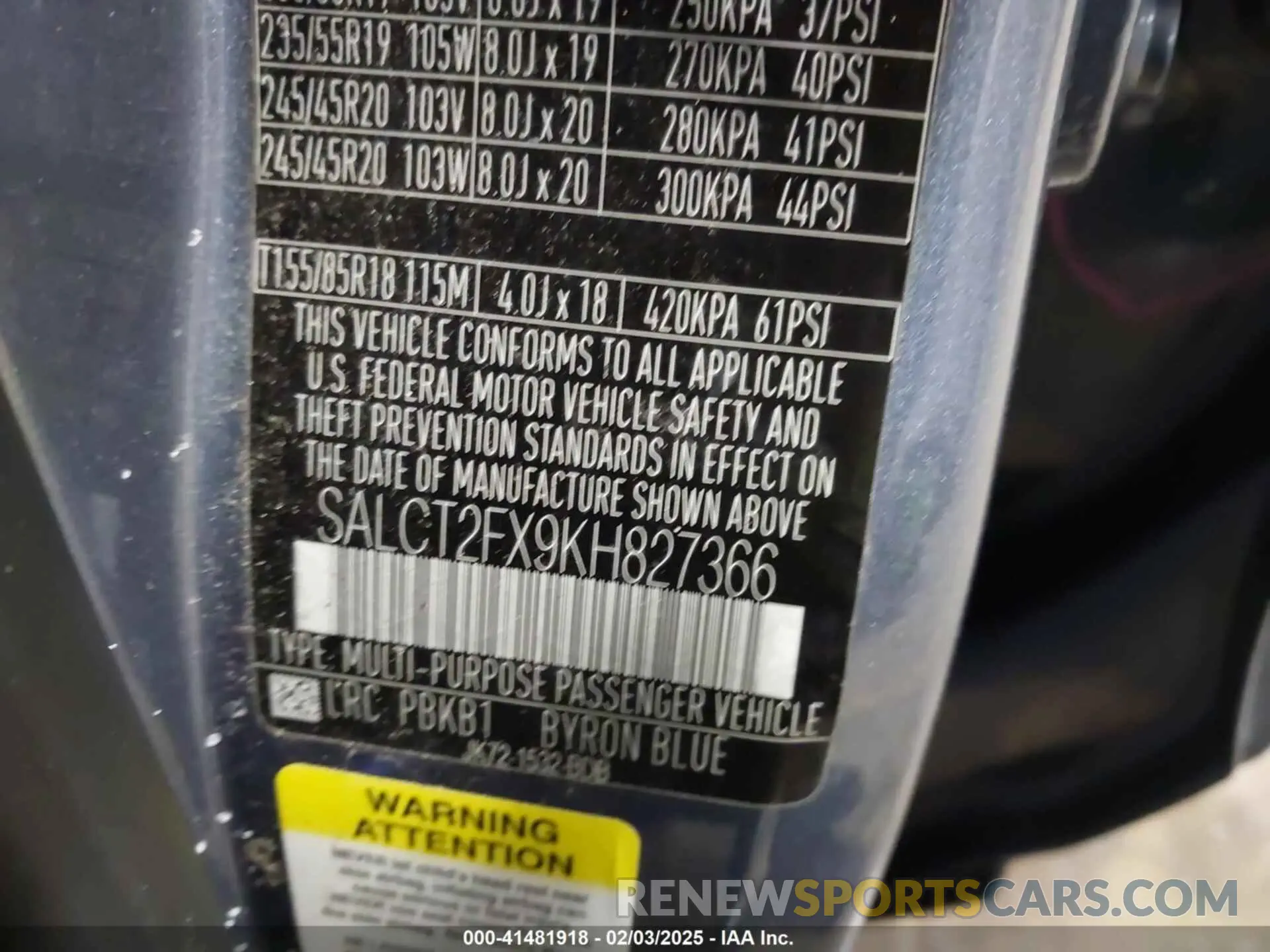 9 fotografías del automóvil dañado SALCT2FX9KH827366 LAND ROVER DISCOVERY SPORT 2019