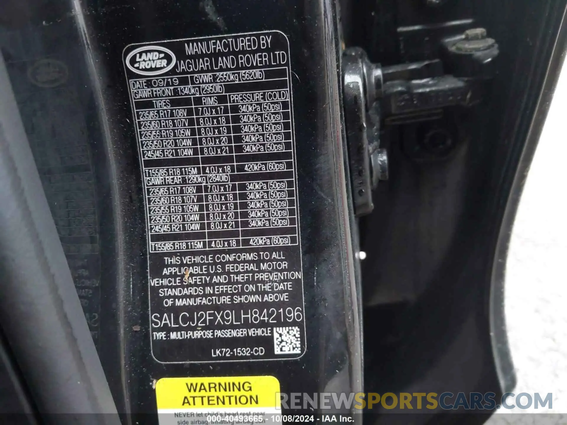 9 fotografías del automóvil dañado SALCJ2FX9LH842196 LAND ROVER DISCOVERY SPORT 2020