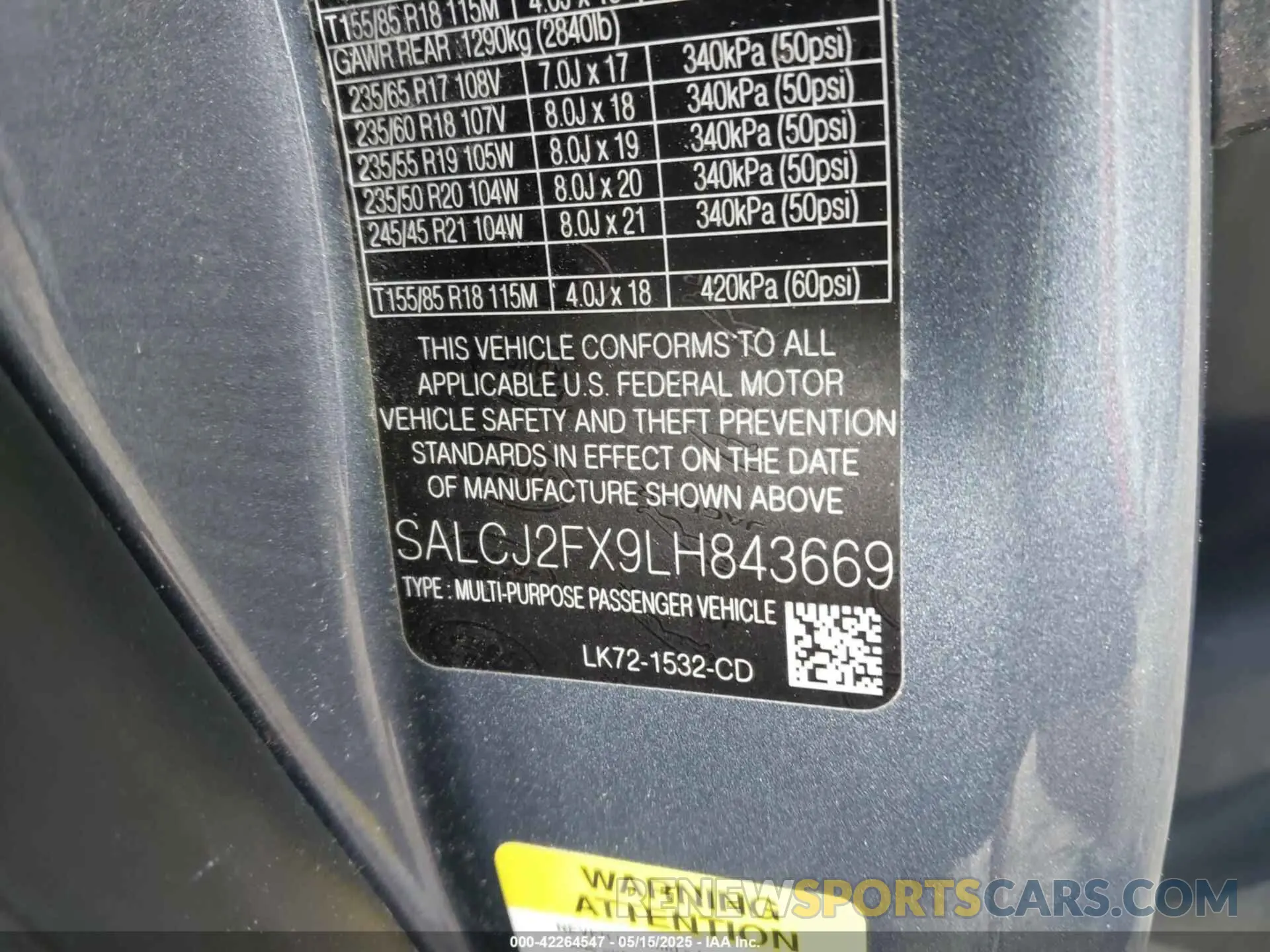 9 fotografías del automóvil dañado SALCJ2FX9LH843669 LAND ROVER DISCOVERY SPORT 2020