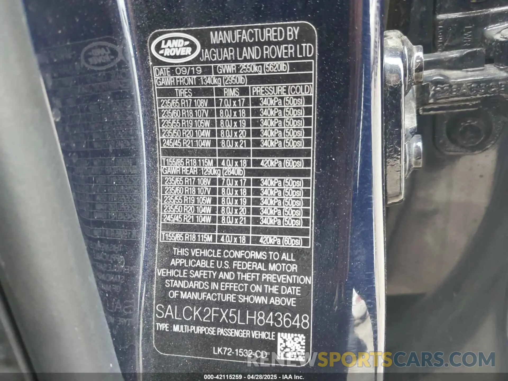 9 fotografías del automóvil dañado SALCK2FX5LH843648 LAND ROVER DISCOVERY SPORT 2020