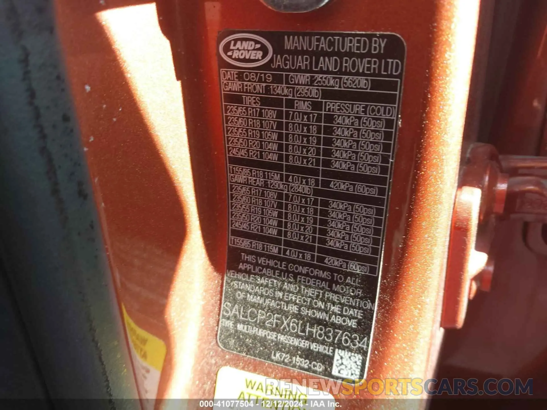 9 fotografías del automóvil dañado SALCP2FX6LH837634 LAND ROVER DISCOVERY SPORT 2020