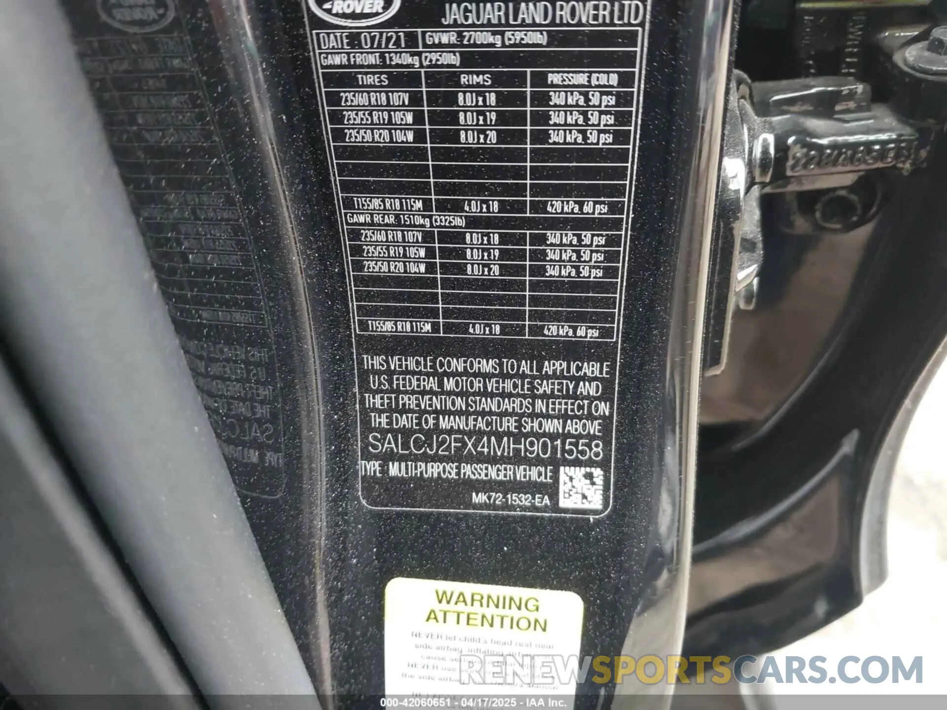 9 fotografías del automóvil dañado SALCJ2FX4MH901558 LAND ROVER DISCOVERY SPORT 2021