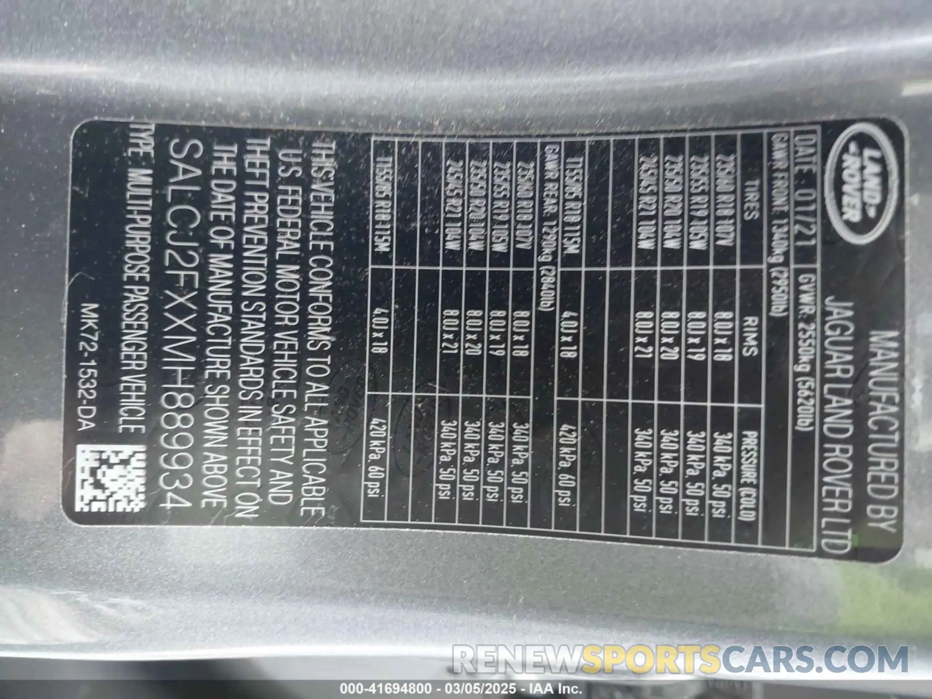 9 fotografías del automóvil dañado SALCJ2FXXMH889934 LAND ROVER DISCOVERY SPORT 2021