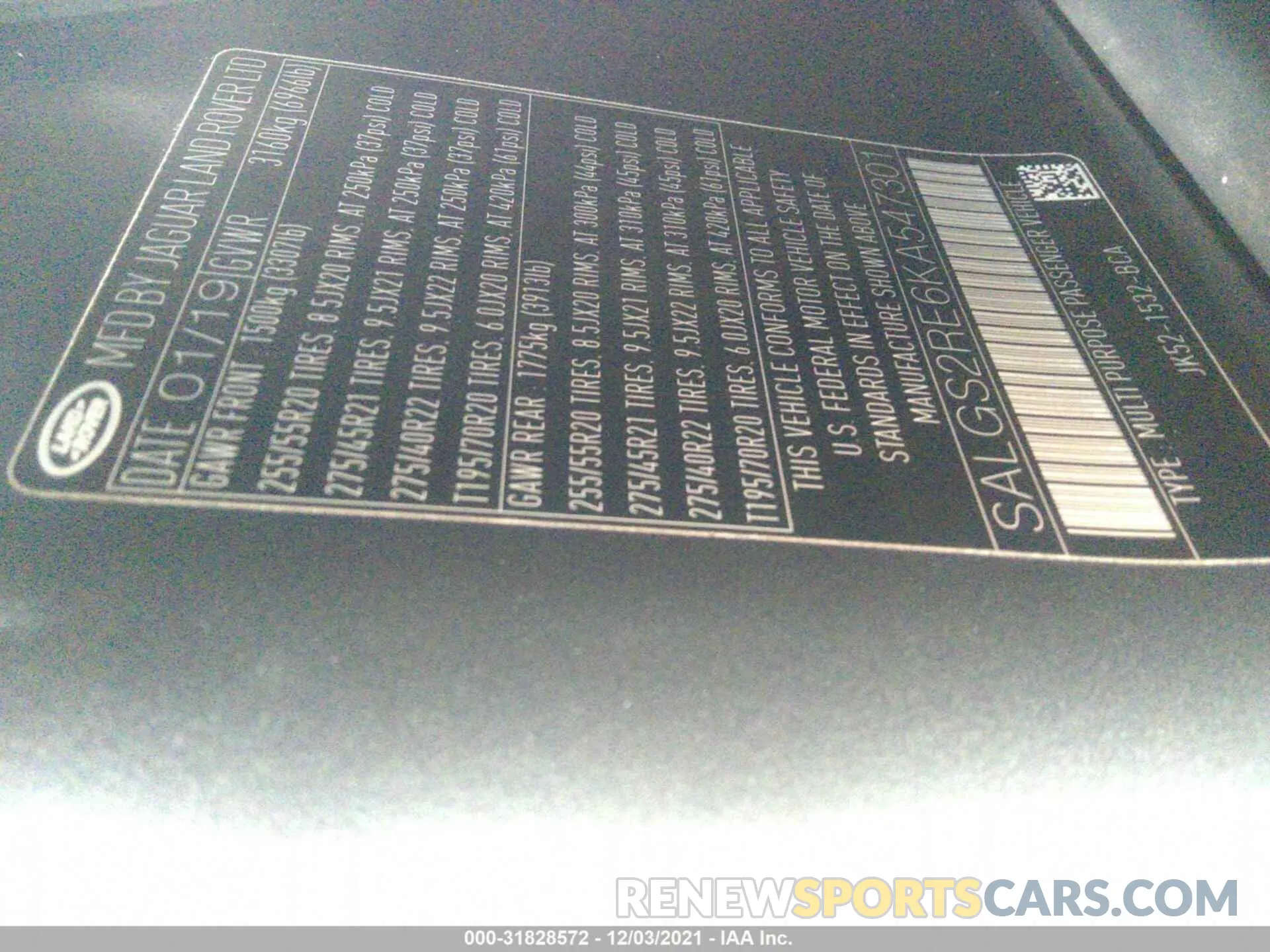 9 fotografías del automóvil dañado SALGS2RE6KA547301 LAND ROVER RANGE ROVER 2019