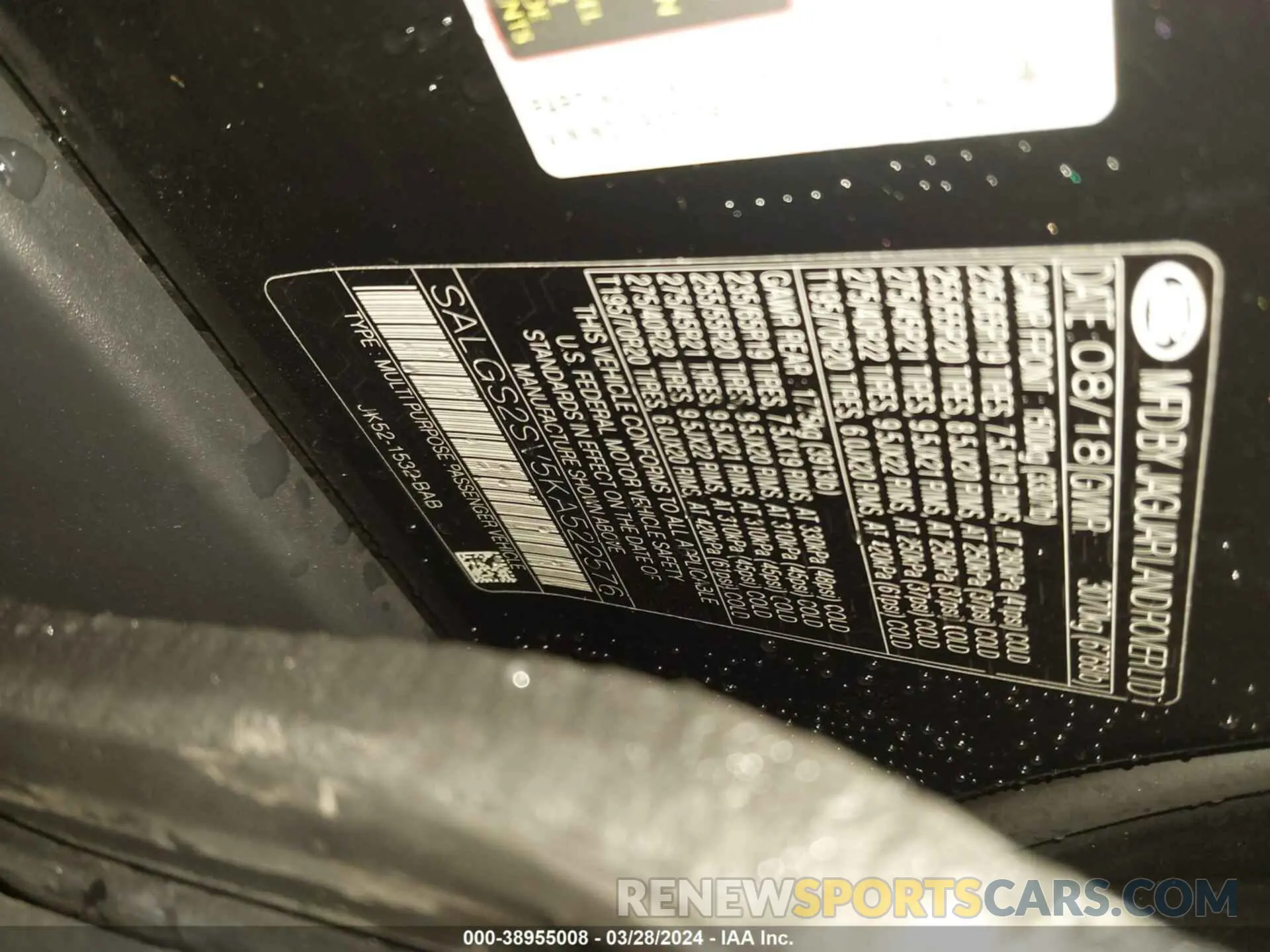 9 fotografías del automóvil dañado SALGS2SV5KA522576 LAND ROVER RANGE ROVER 2019