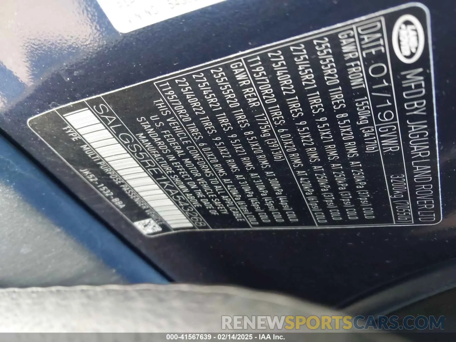 9 fotografías del automóvil dañado SALGS5RE1KA543268 LAND ROVER RANGE ROVER 2019