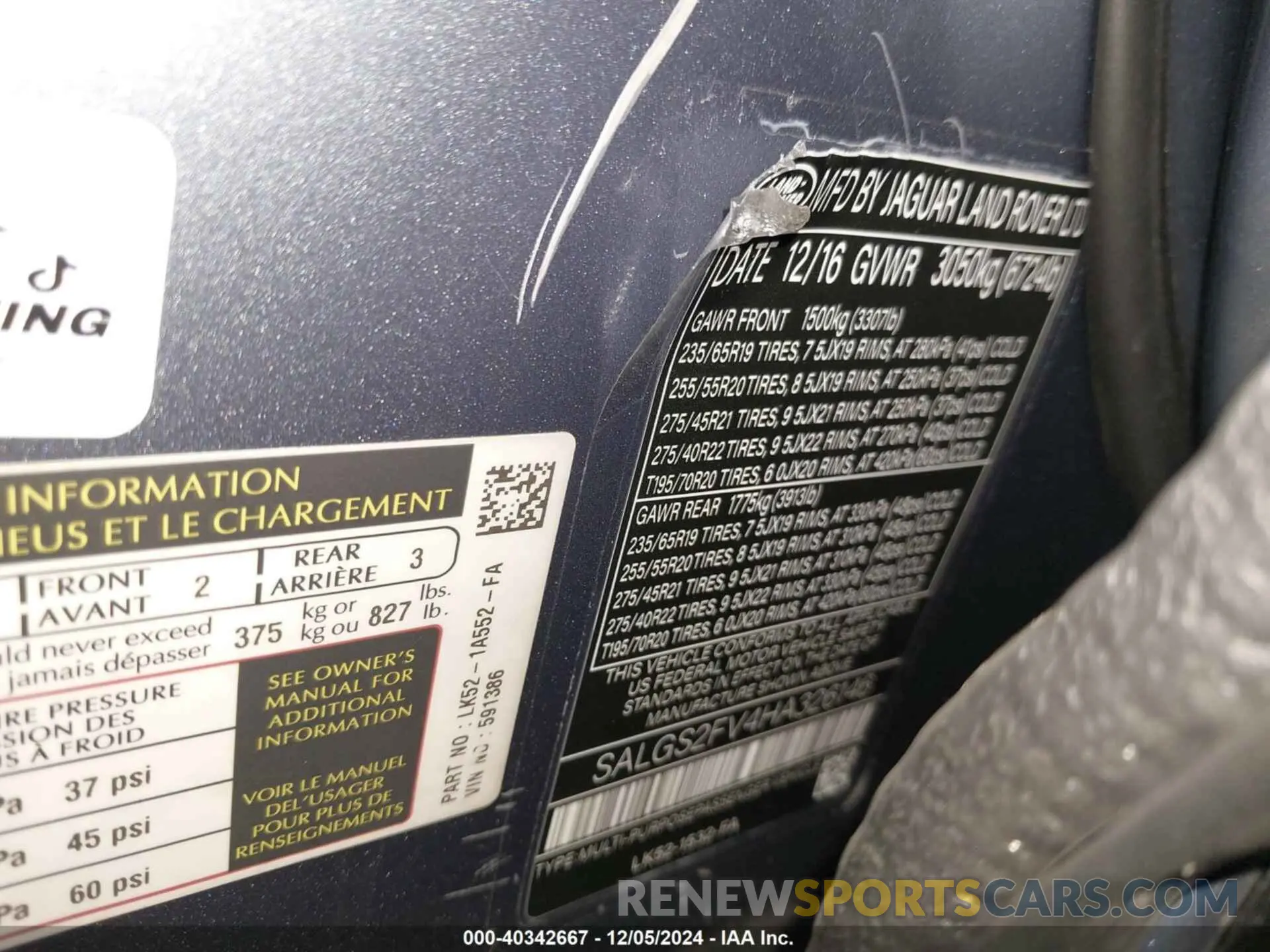 9 fotografías del automóvil dañado SALGS2SE2LA591386 LAND ROVER RANGE ROVER 2020