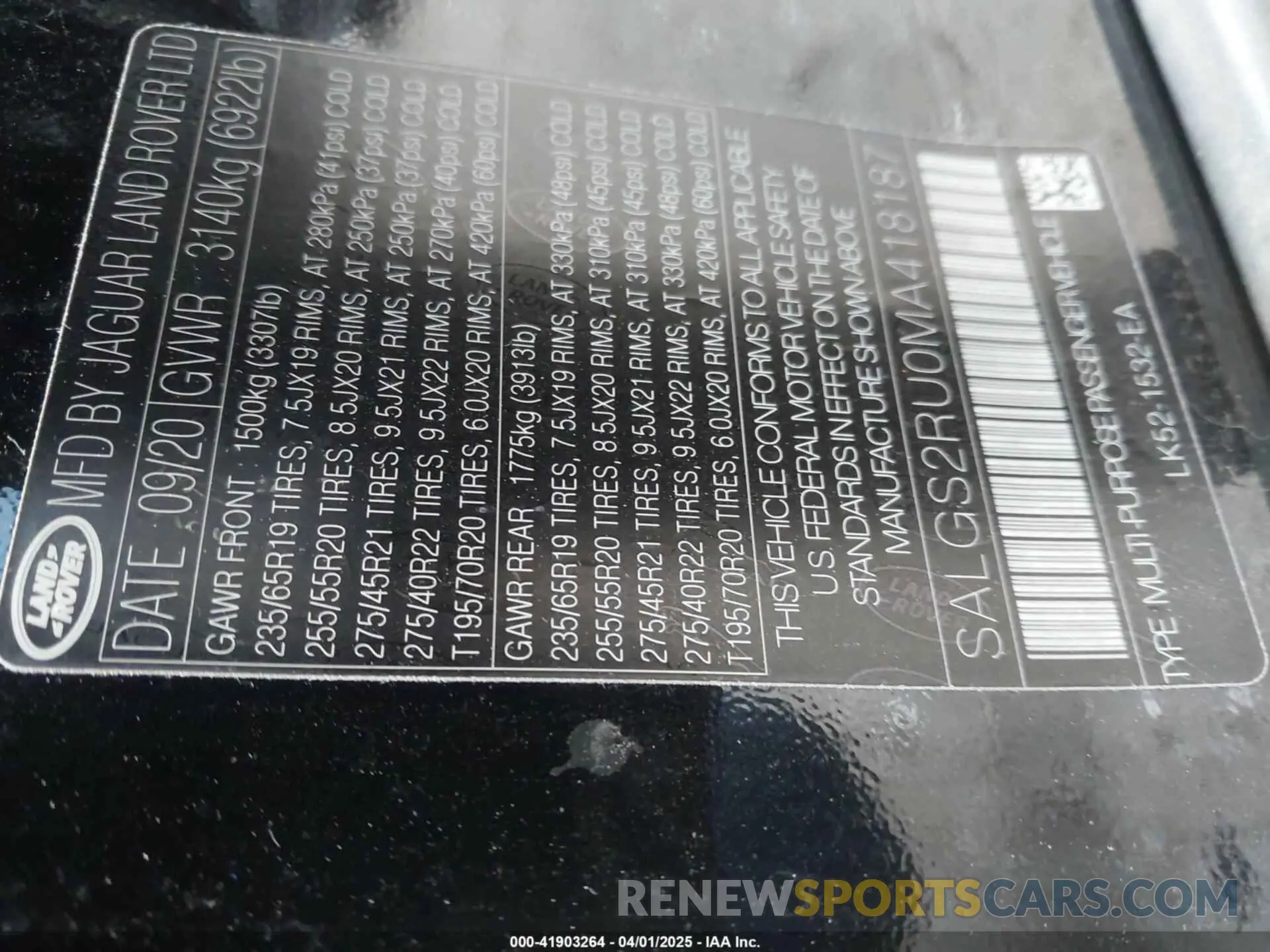 9 fotografías del automóvil dañado SALGS2RU0MA418187 LAND ROVER RANGE ROVER 2021
