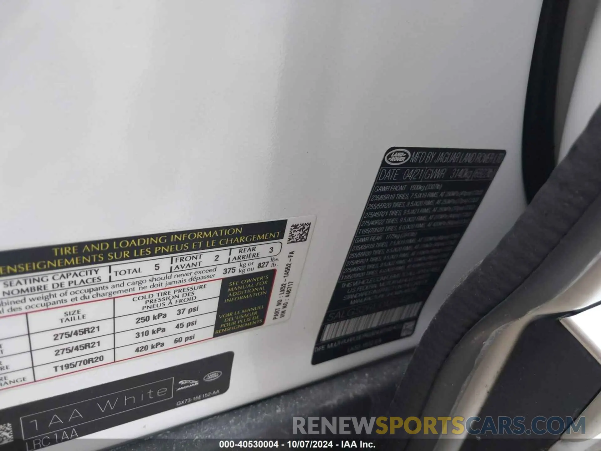 9 fotografías del automóvil dañado SALGS2RU0MA446717 LAND ROVER RANGE ROVER 2021