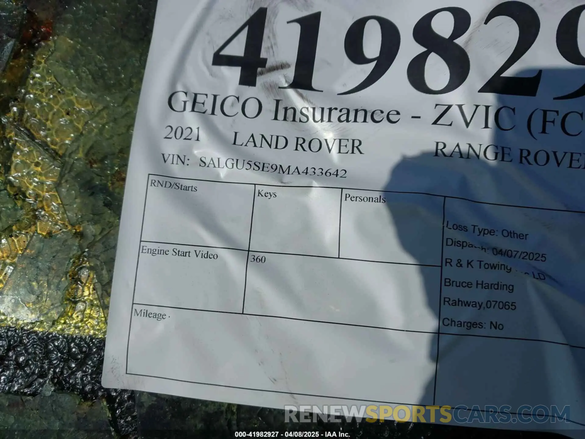 9 fotografías del automóvil dañado SALGU5SE9MA433642 LAND ROVER RANGE ROVER 2021