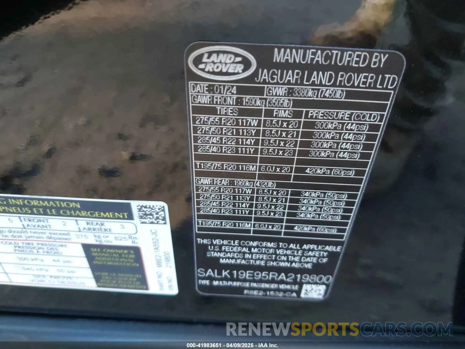 9 fotografías del automóvil dañado SALK19E95RA219800 LAND ROVER RANGE ROVER 2024