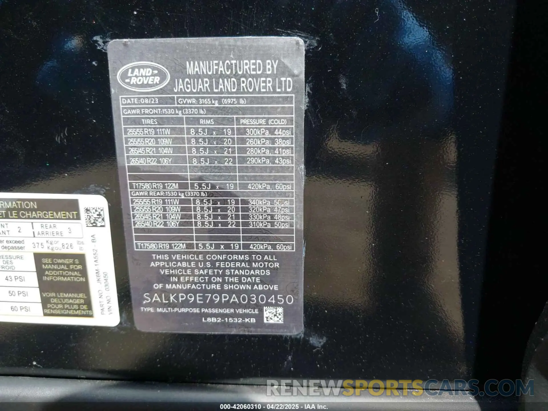 9 fotografías del automóvil dañado SALKP9E96RA092327 LAND ROVER RANGE ROVER 2024