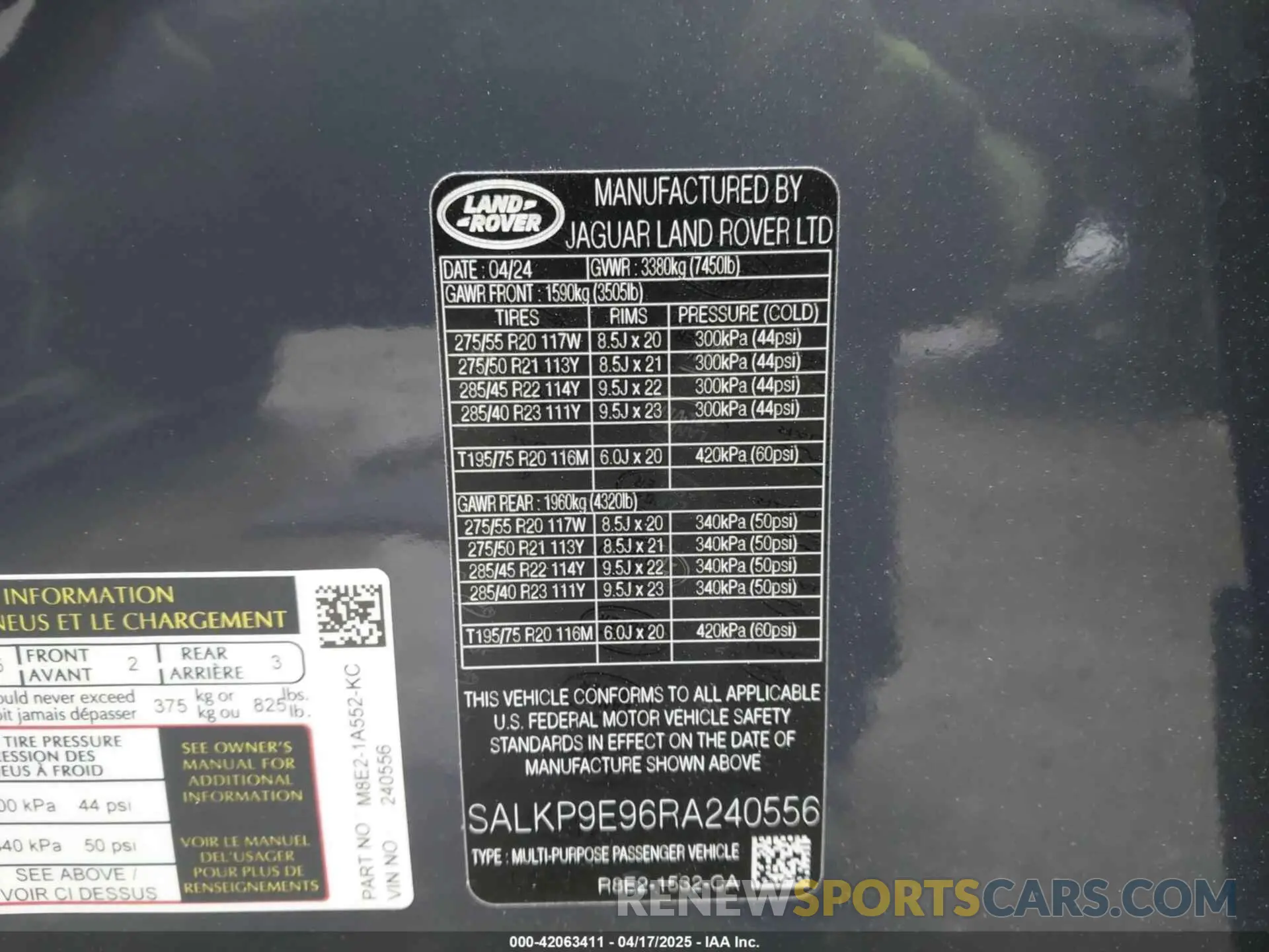 9 fotografías del automóvil dañado SALKP9E96RA240556 LAND ROVER RANGE ROVER 2024